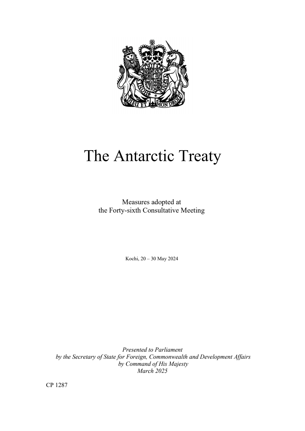 The Antarctic Treaty Measures adopted at the Forty-sixth Consultative Meeting. Kochi, 20 – 30 May 2024