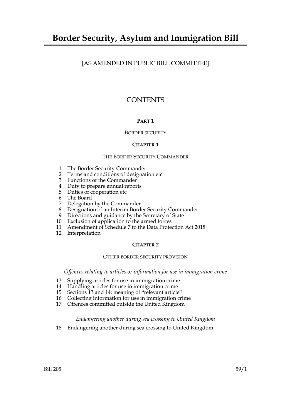 Border Security, Asylum and Immigration Bill [as amended in Public Bill Committee]