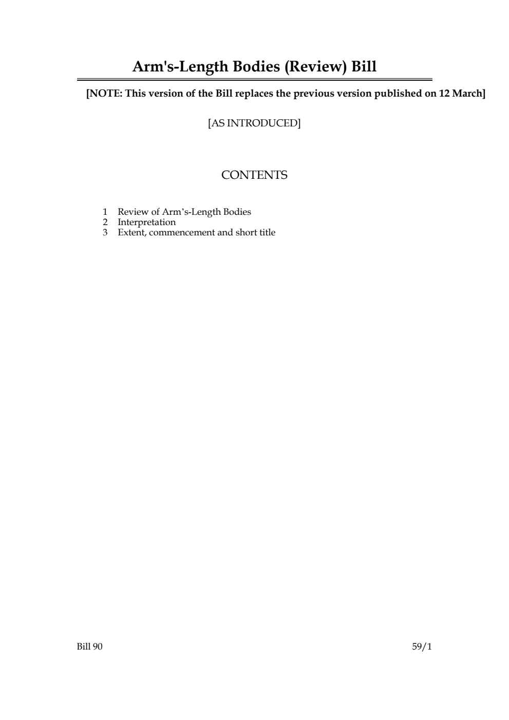 Arm's-Length Bodies (Review) Bill