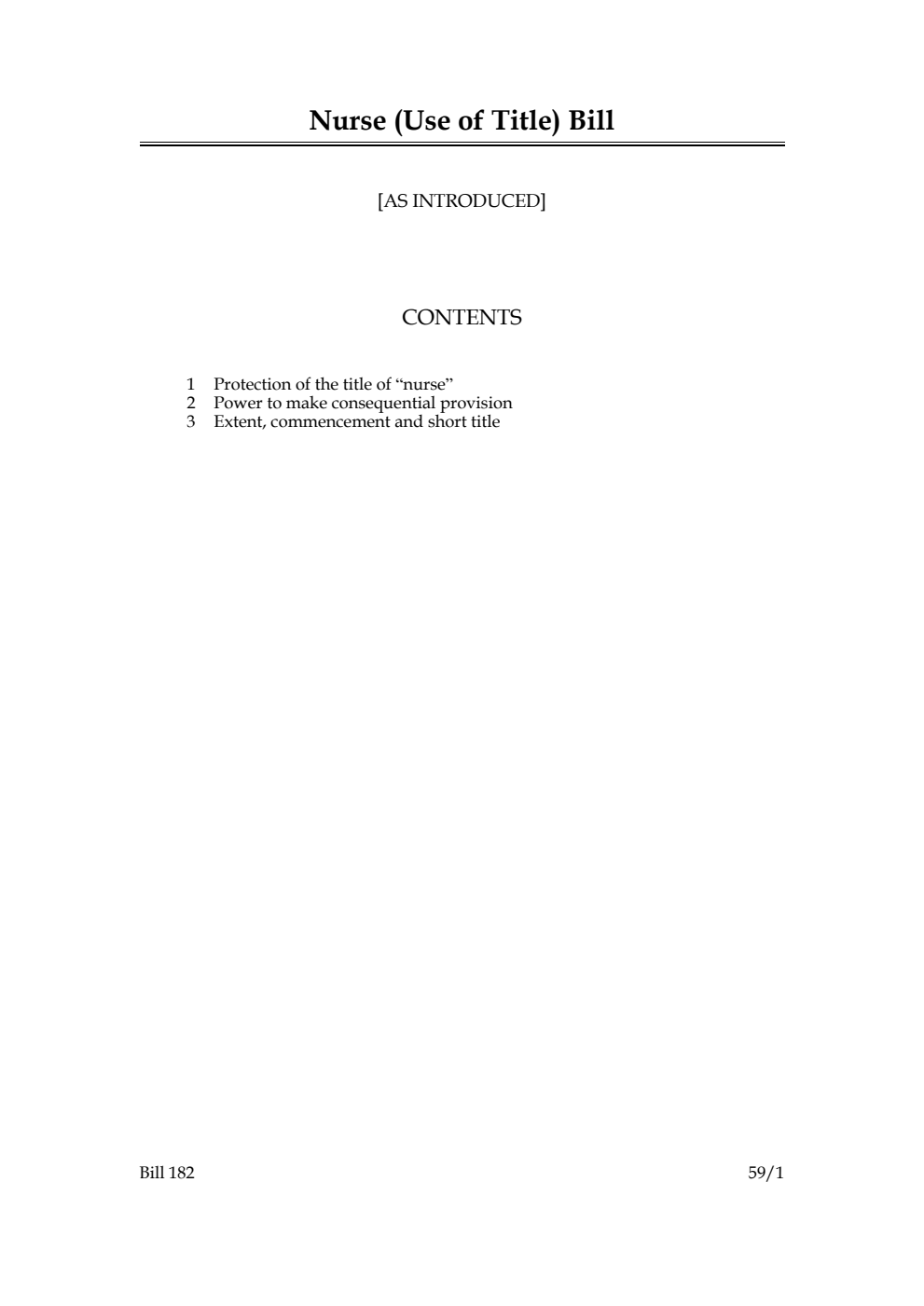 Nurse (Use of Title) Bill