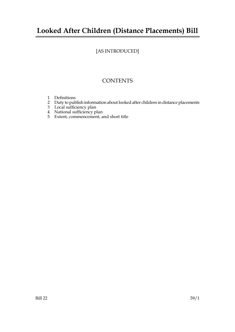 Looked After Children (Distance Placements) Bill