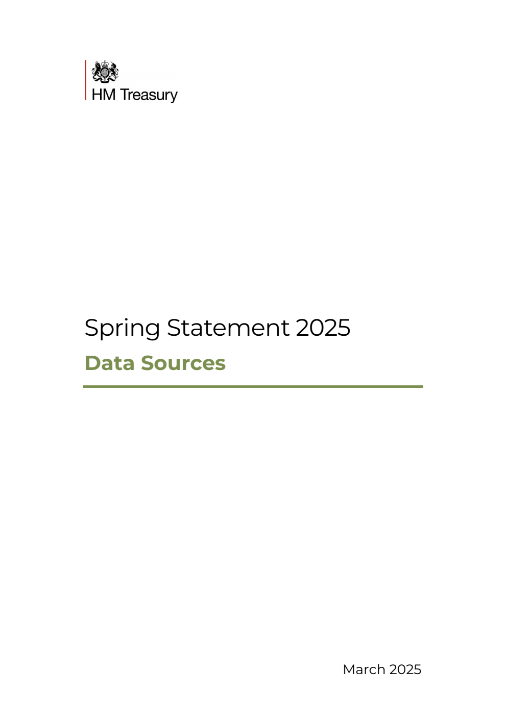 Spring Statement 2025 Data Sources