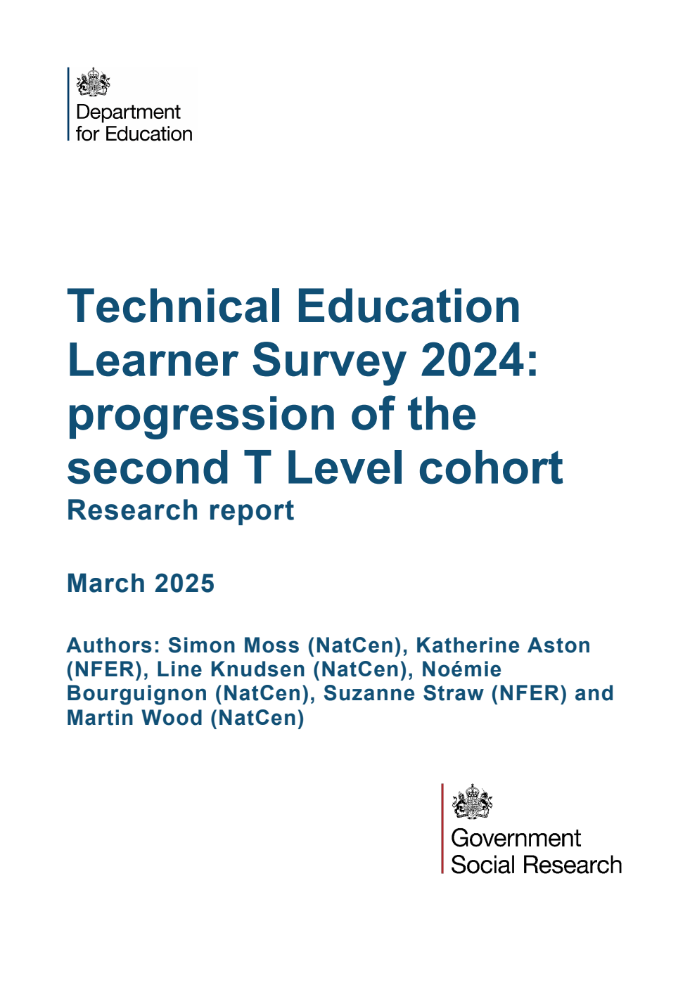 DFE-RR1504 Technical Education Learner Survey 2024: progression of the second T Level cohort. Research report. March 2025