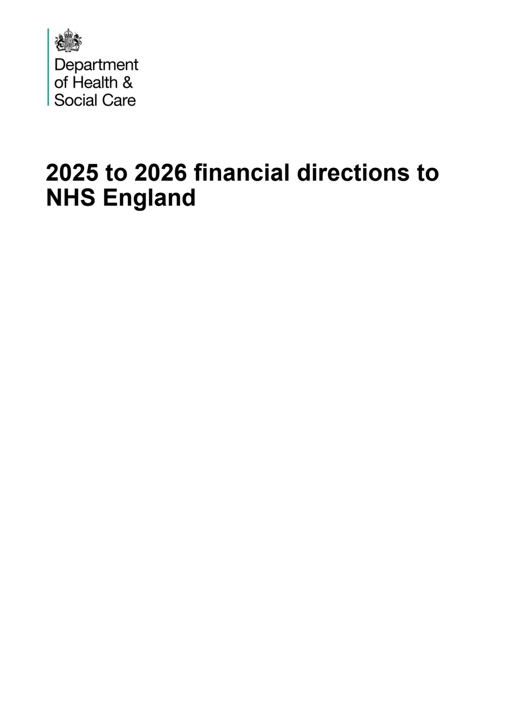 2025 to 2026 financial directions to NHS England