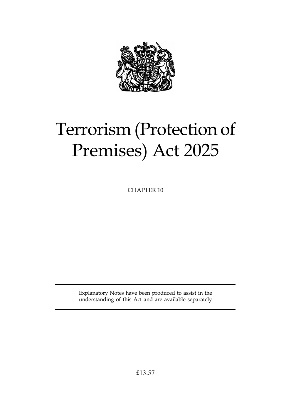 Terrorism (Protection of Premises) Act 2025: Chapter 10