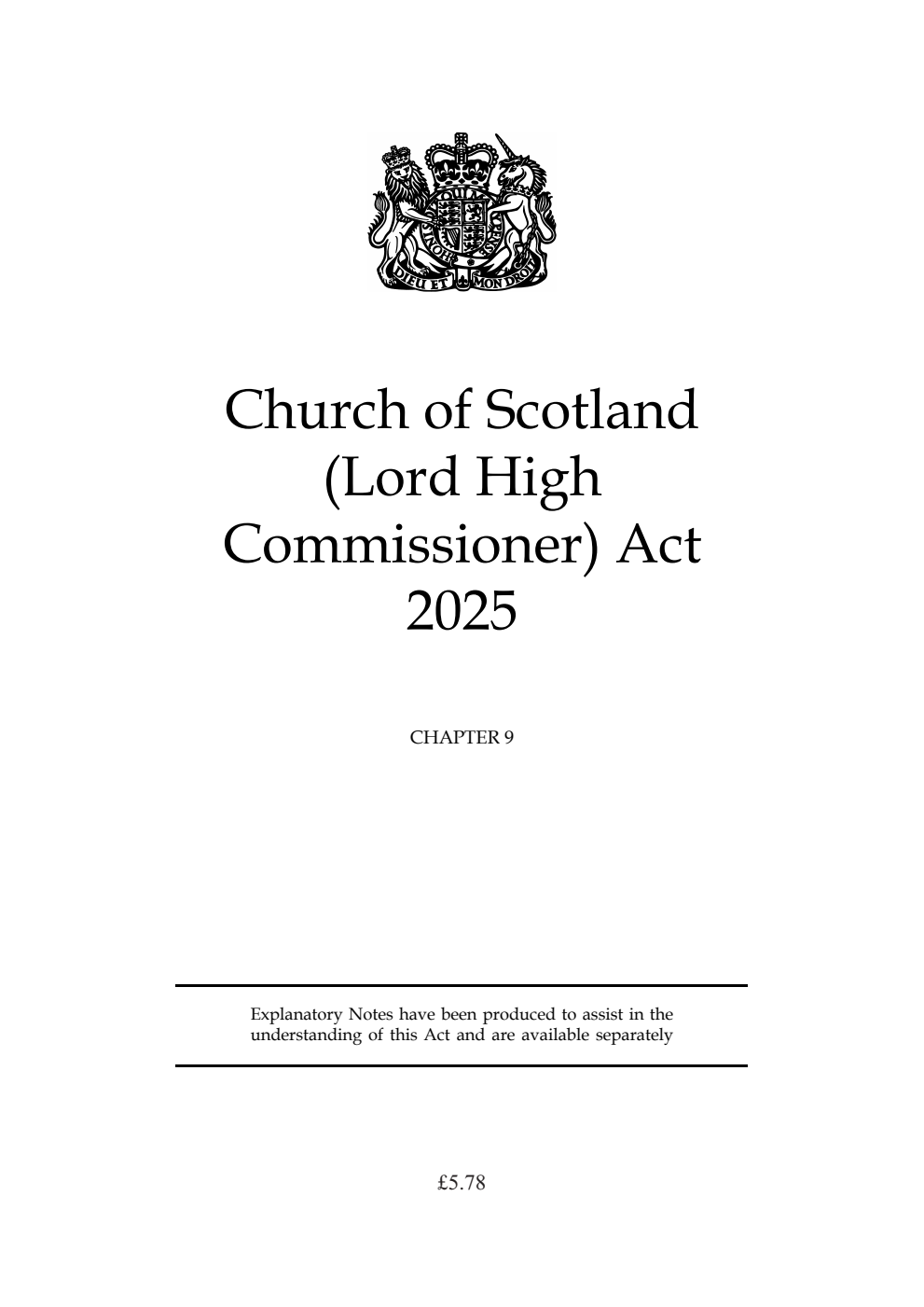Church of Scotland (Lord High Commissioner) Act 2025: Chapter 9