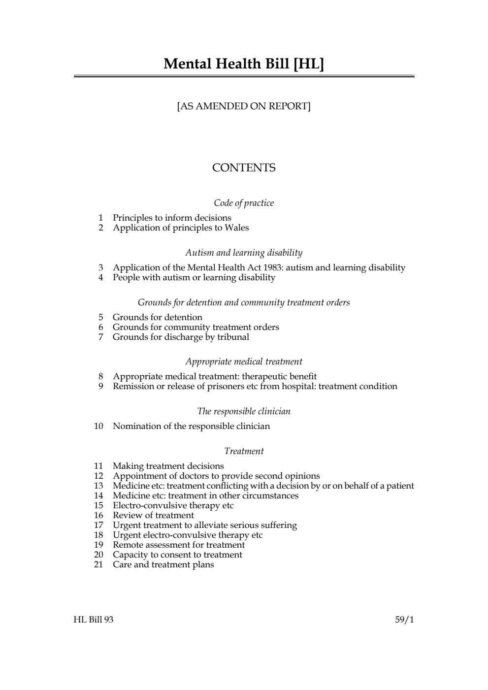 Mental Health Bill [as amended on Report]