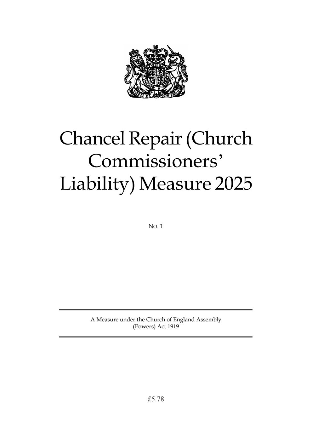 Chancel Repair (Church Commissioners’ Liability) Measure 2025