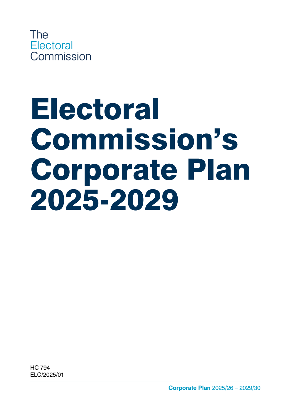 The Electoral Commission Corporate plan 2025/26-2029/30