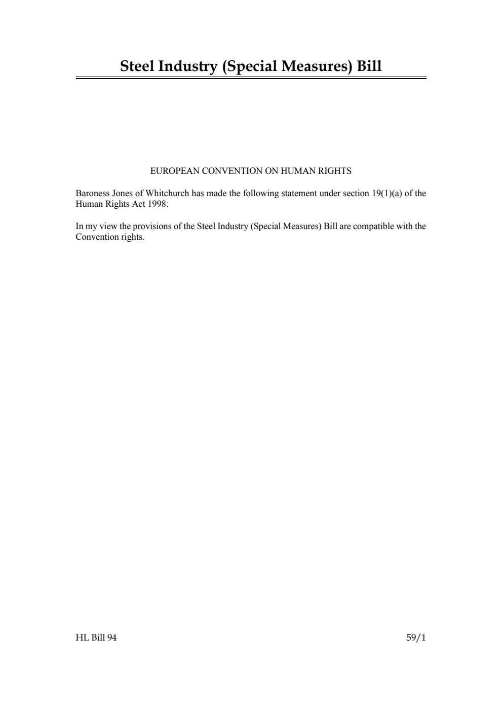 Steel Industry (Special Measures) Bill [as brought from the Commons]