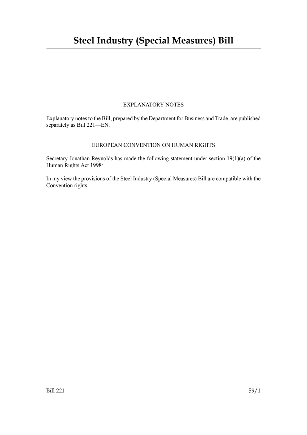 Steel Industry (Special Measures) Bill