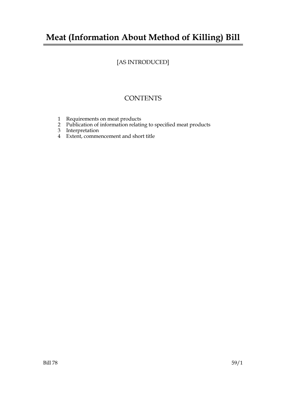 Meat (Information About Method of Killing) Bill