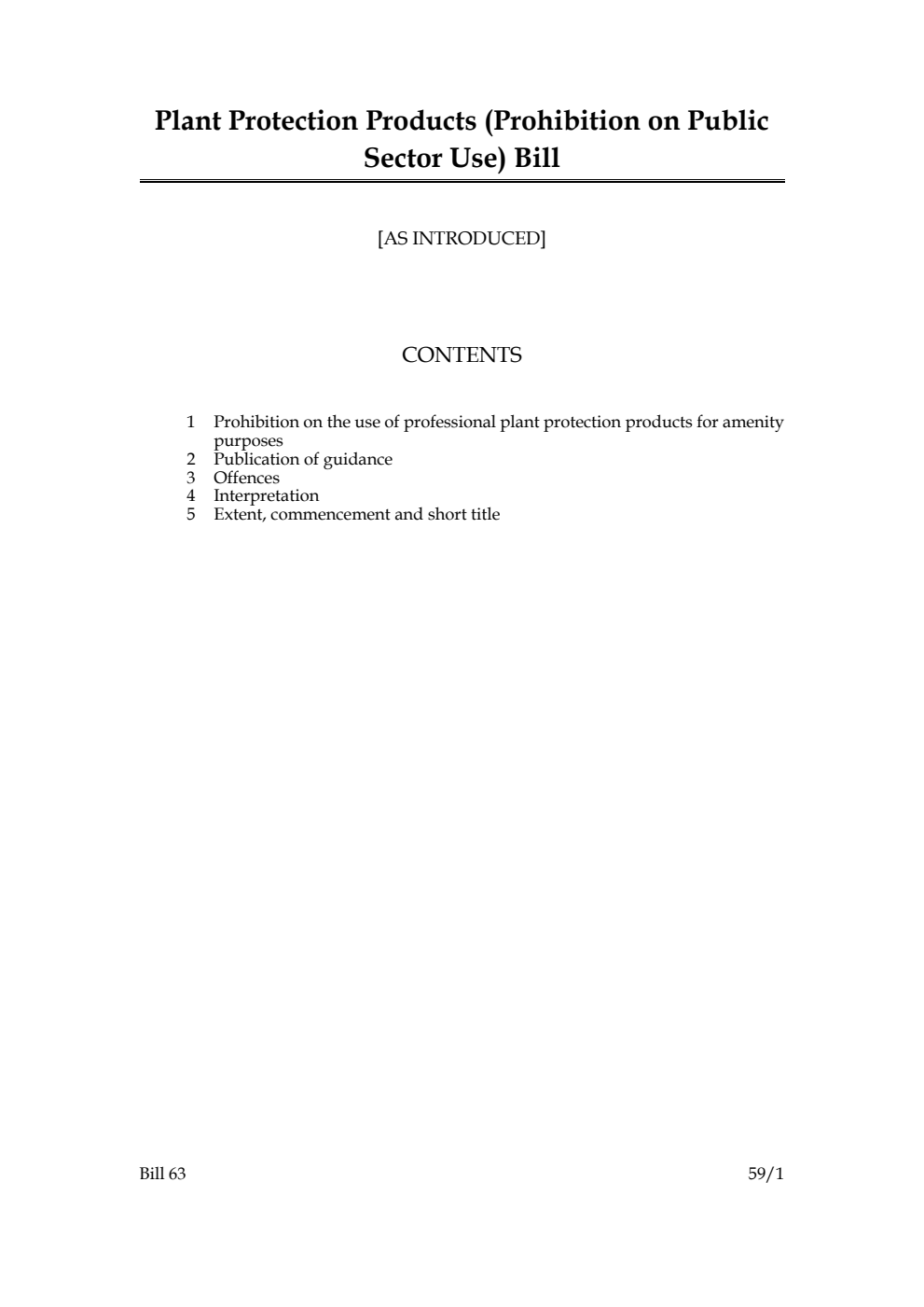 Plant Protection Products (Prohibition on Public Sector Use) Bill