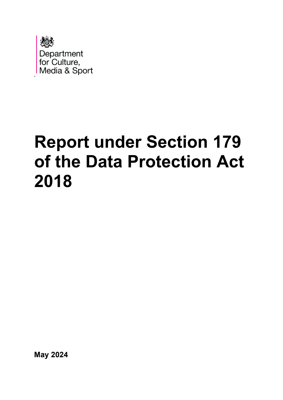 Report under Section 179 of the Data Protection Act 2018
