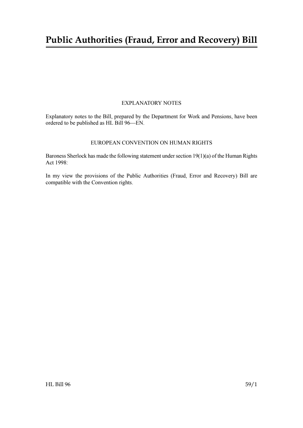 Public Authorities (Fraud, Error and Recovery) Bill [as brought from the Commons]