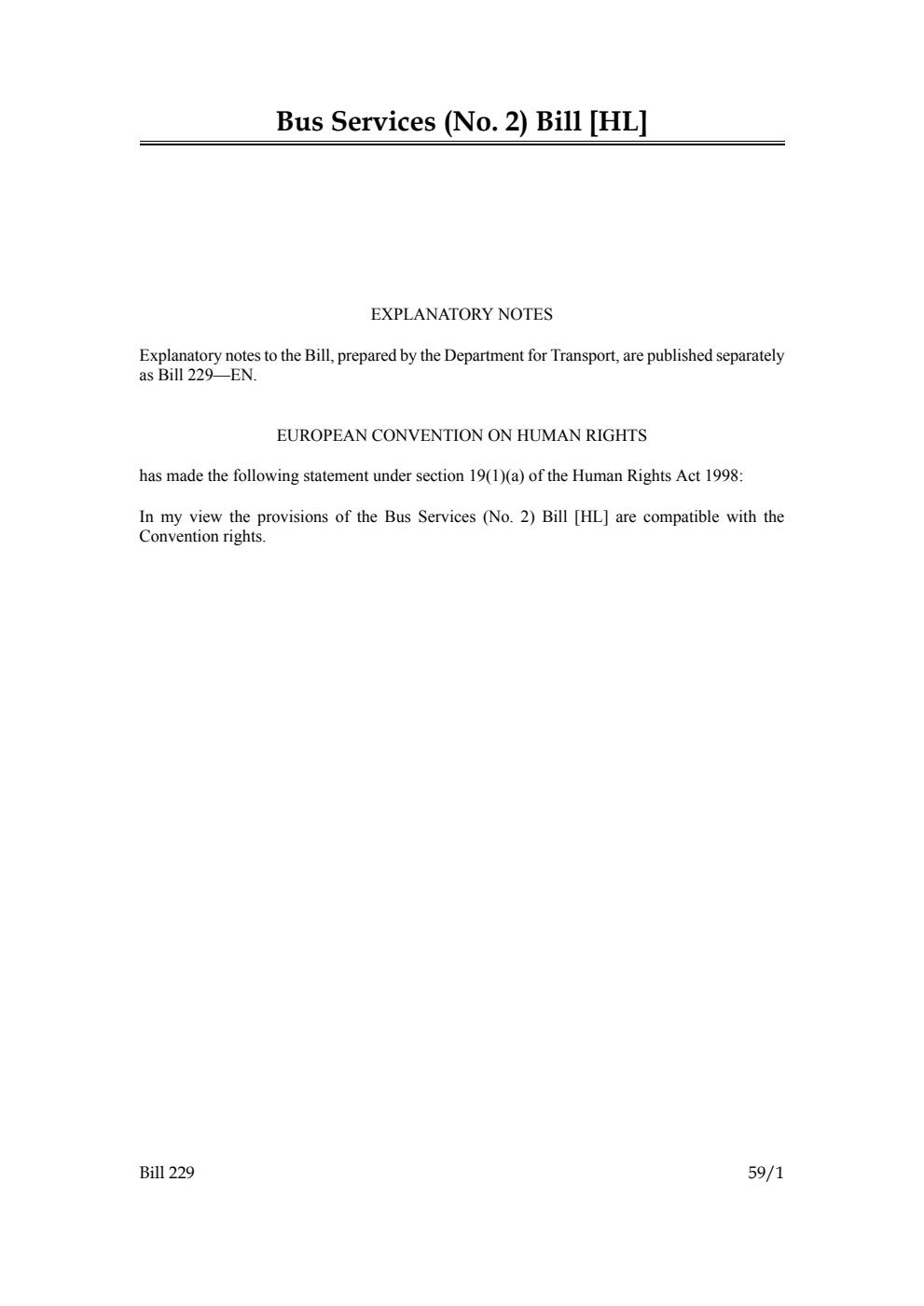 Bus Services (No. 2) Bill [as brought from the Commons]