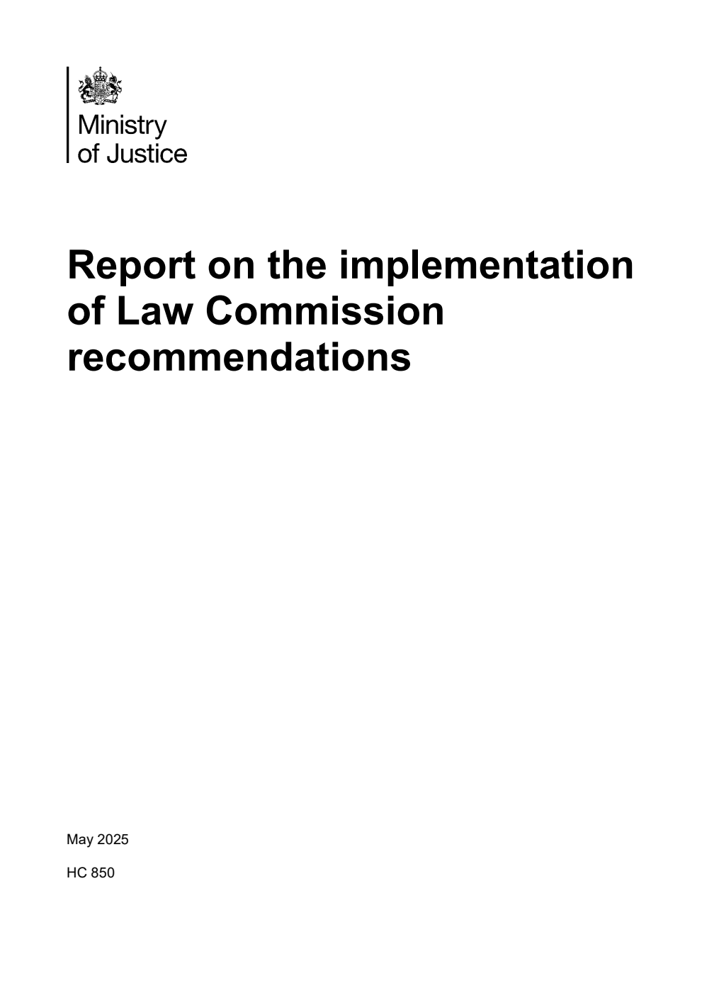 Report on the implementation of Law Commission recommendations