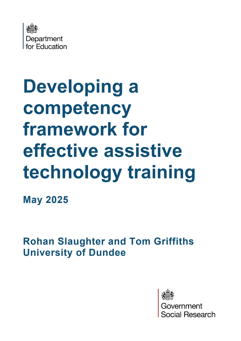 DFE-RR1511 Developing a competency framework for effective assistive technology training. May 2025