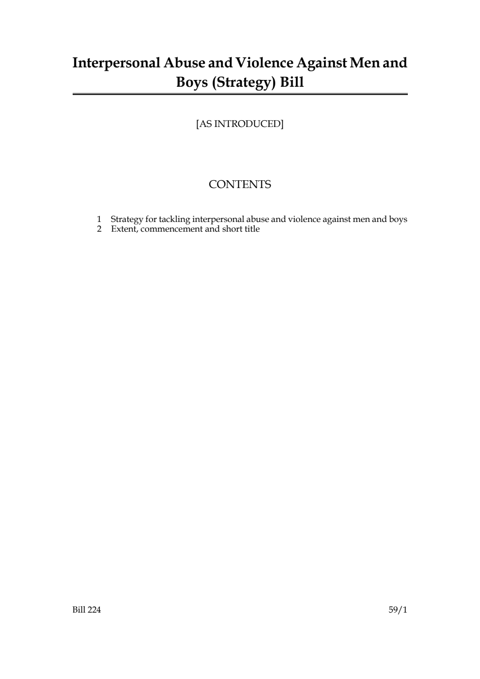 Interpersonal Abuse and Violence Against Men and Boys (Strategy) Bill