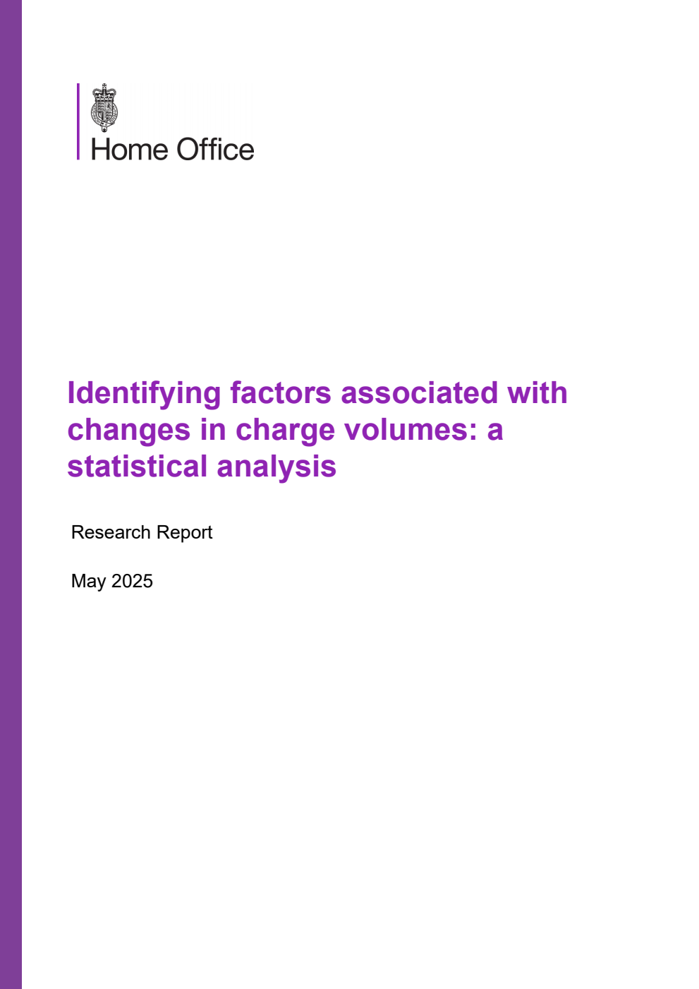 Home Office Research Report Identifying factors associated with changes in charge volumes: a statistical analysis