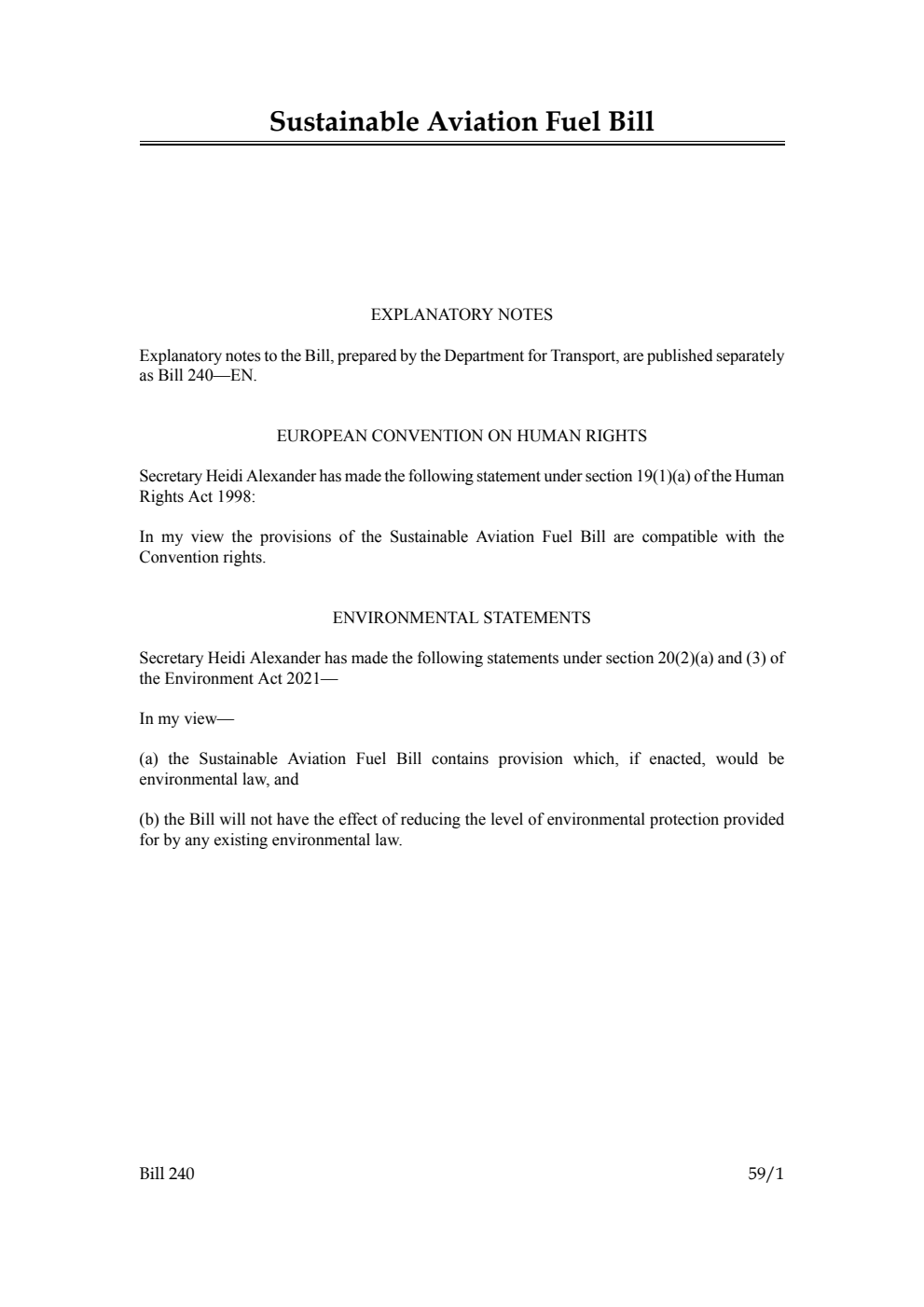 Sustainable Aviation Fuel Bill