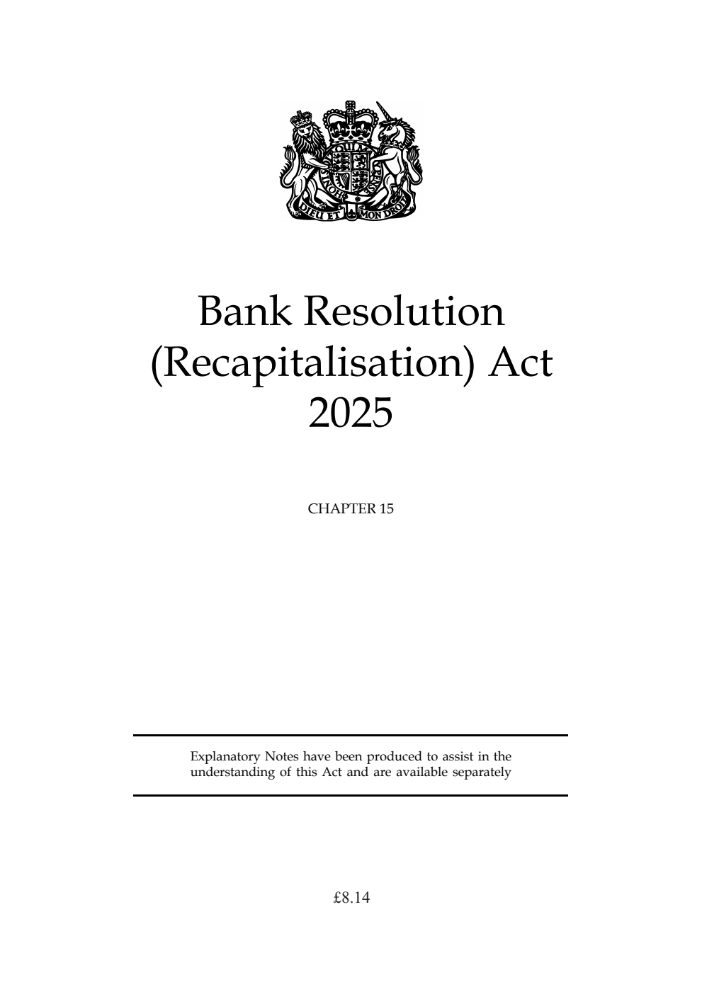 Bank Resolution (Recapitalisation) Act 2025: Chapter 15