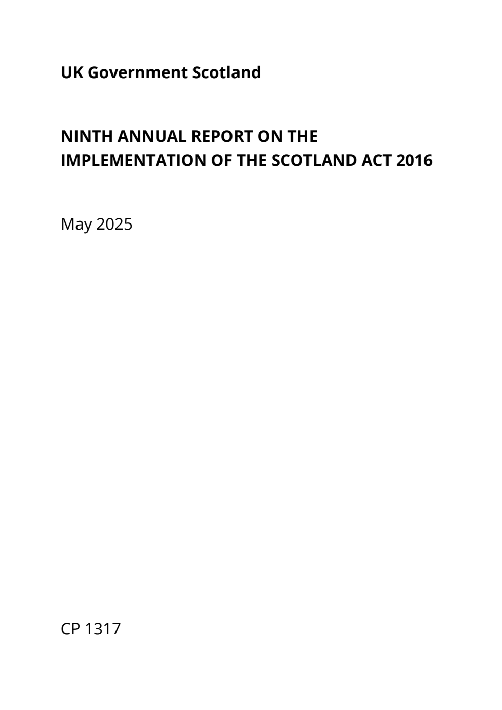 Ninth Annual Report on the Implementation of the Scotland Act 2016