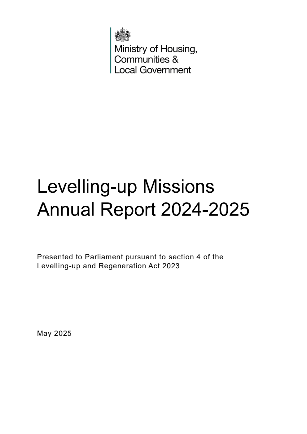 Levelling-up Missions Annual Report 2024-2025