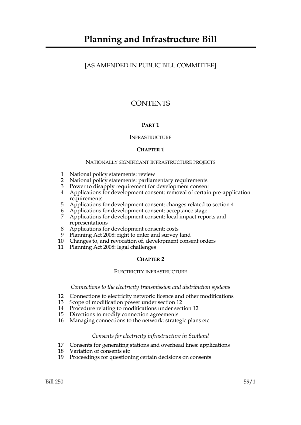 Planning and Infrastructure Bill [as amended in Public Bill Committee]