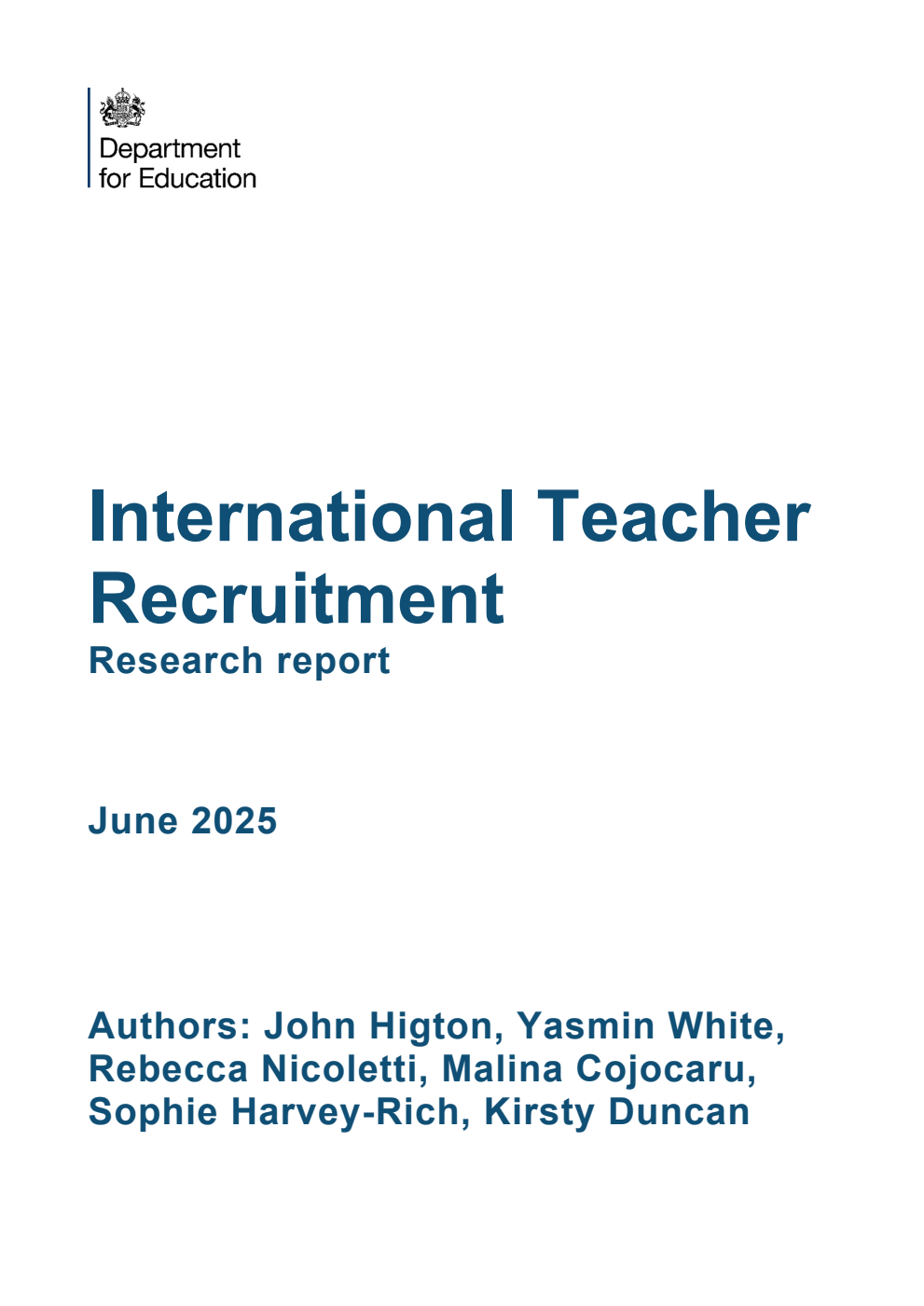 DFE-RR1520 International Teacher Recruitment. Research report. June 2025