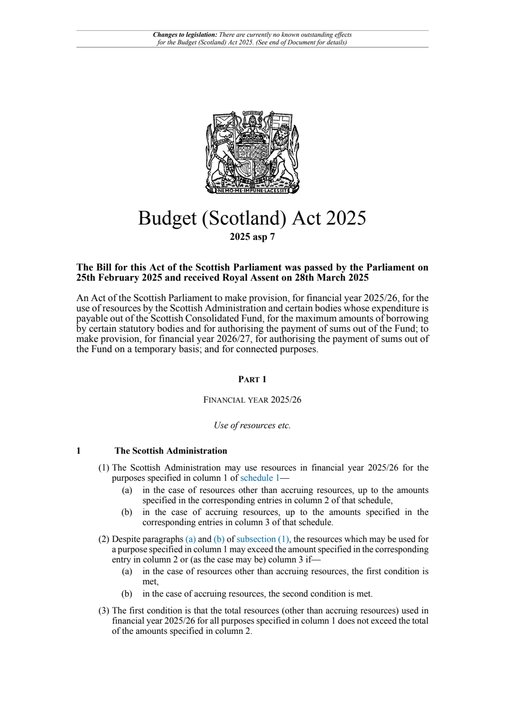 Budget (Scotland) Act 2025. Revised 30 May 2025