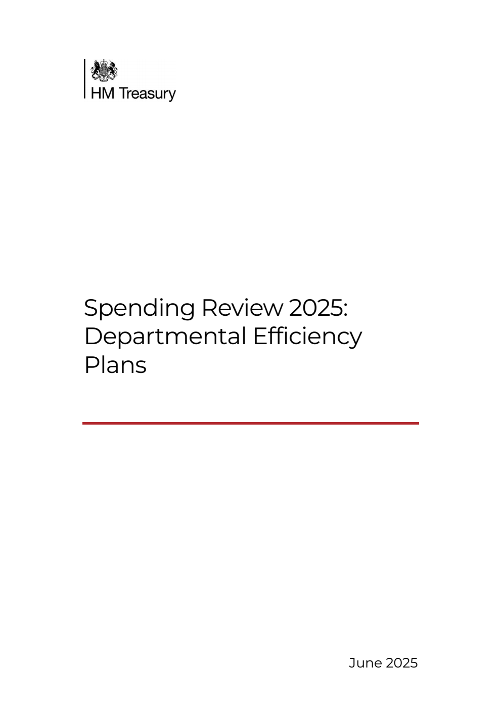 Spending Review 2025: Departmental Efficiency Plans