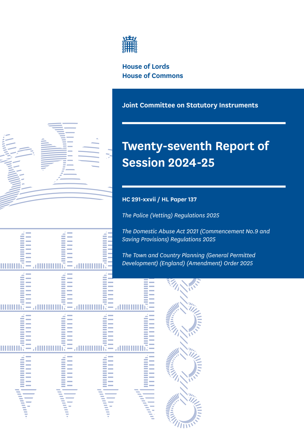 Joint Committee on Statutory Instruments 27th Report of Session 2024-25