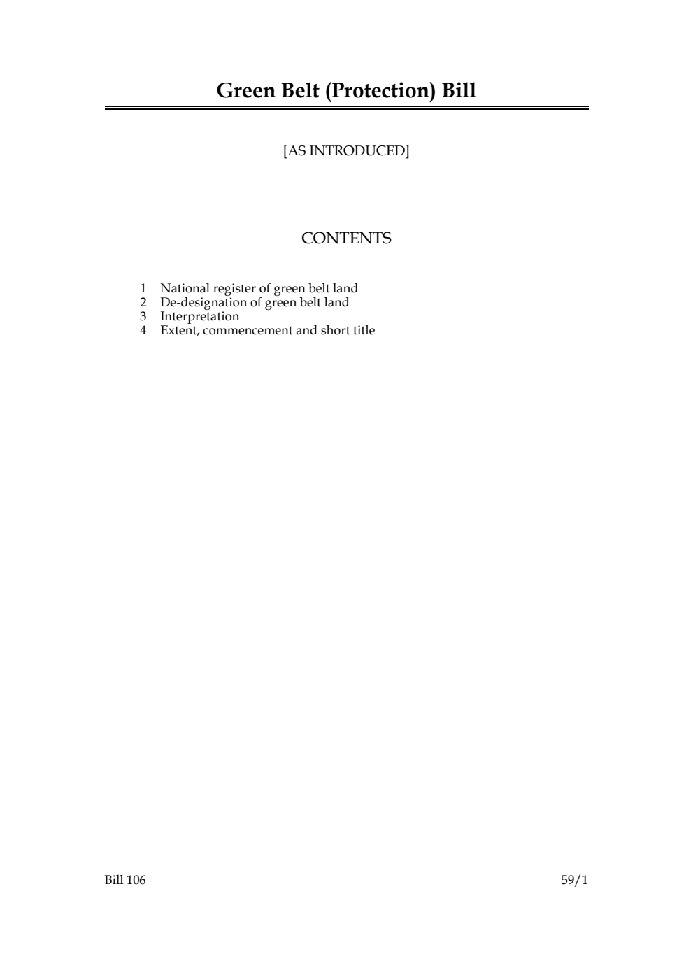 Green Belt (Protection) Bill