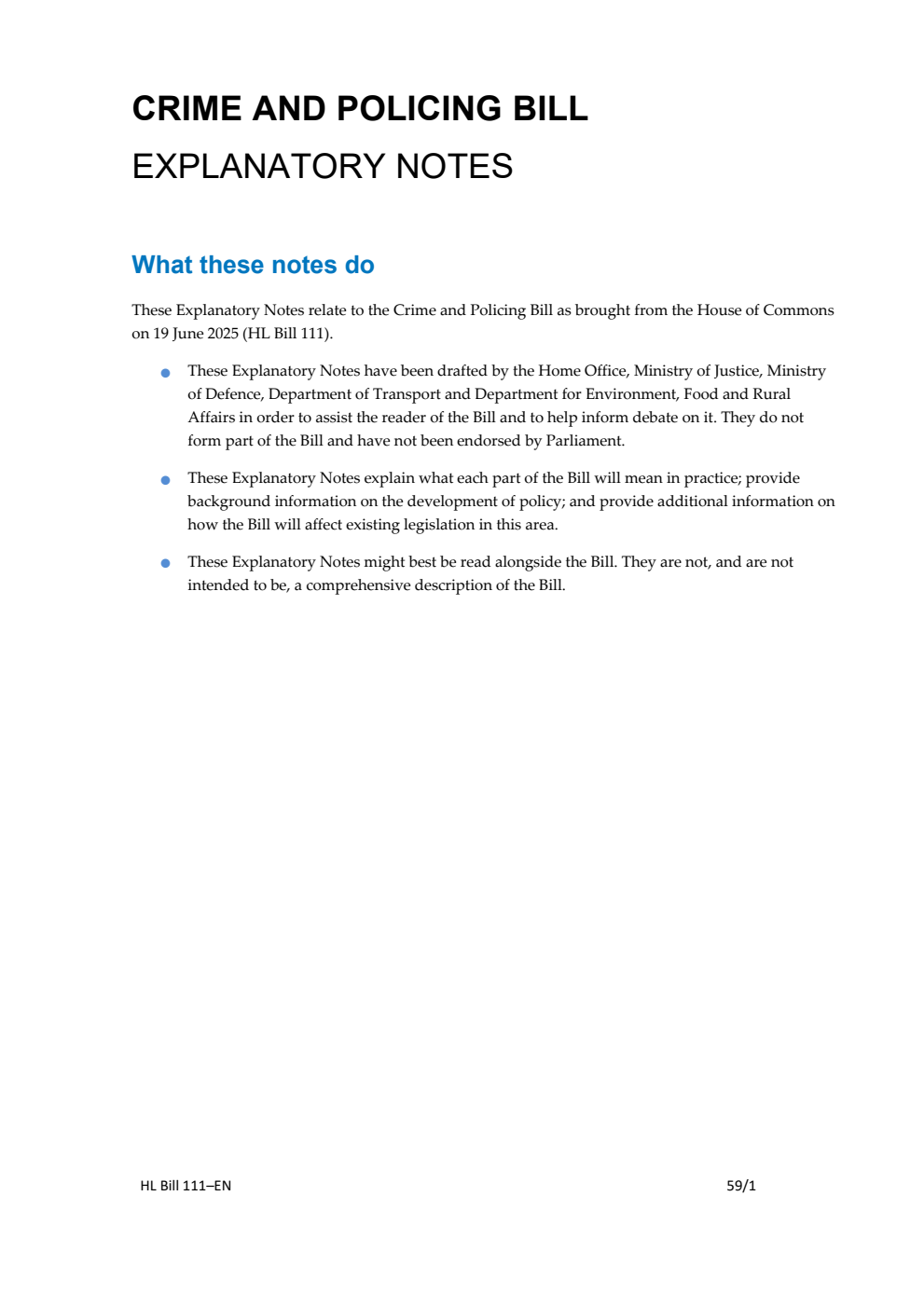 Crime and Policing Bill Explanatory Notes