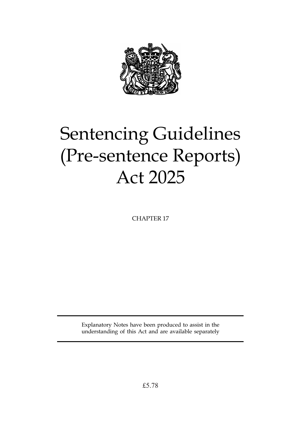 Sentencing Guidelines (Pre-sentence Reports) Act 2025: Chapter 17