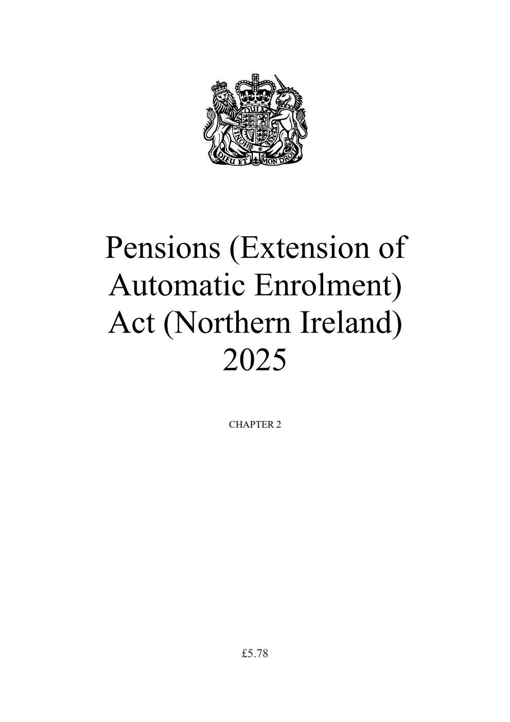 Pensions (Extension of Automatic Enrolment) Act (Northern Ireland) 2025