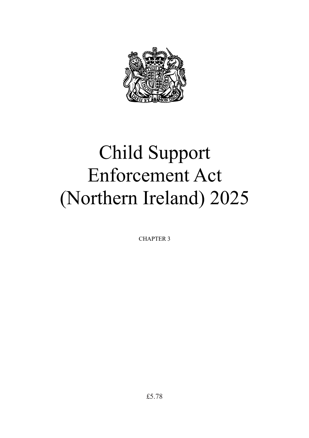 Child Support Enforcement Act (Northern Ireland) 2025