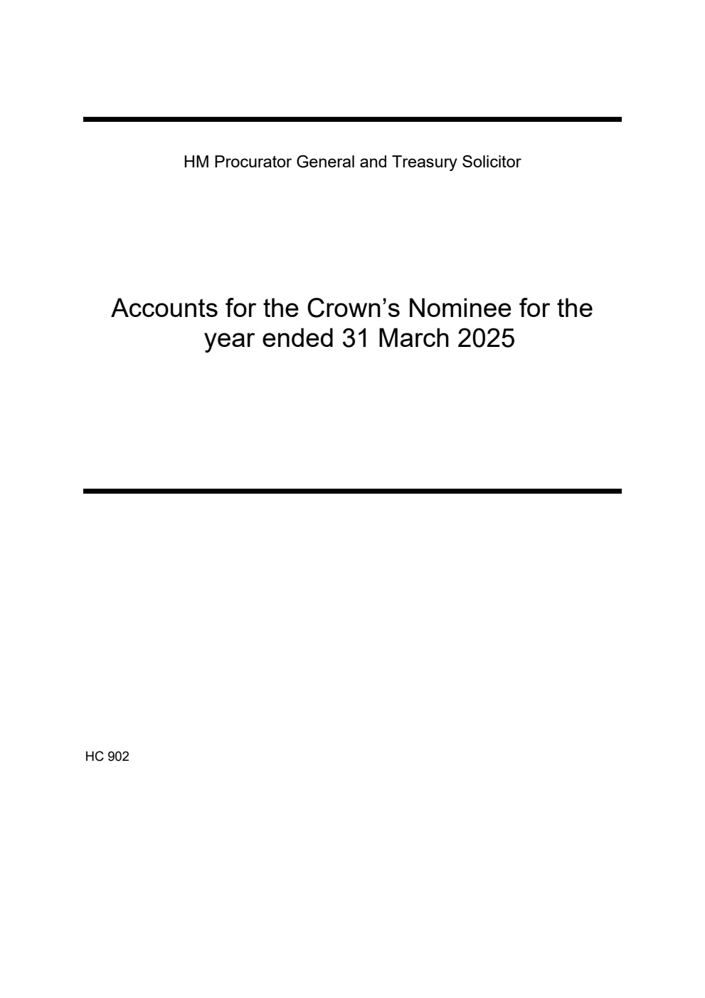 Accounts for the Crown’s Nominee for the year ended 31 March 2025