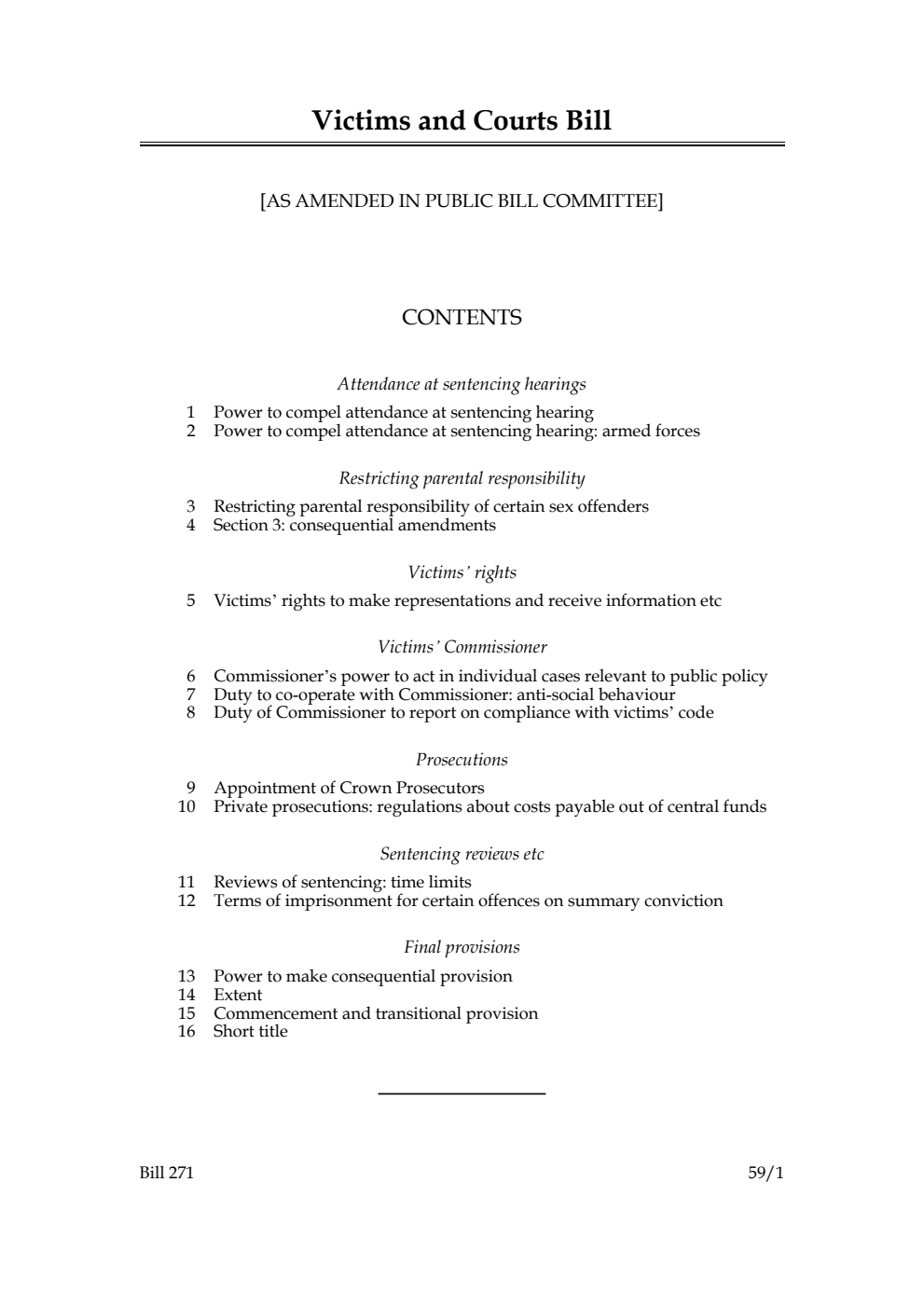 Victims and Courts Bill [as amended in Public Bill Committee]