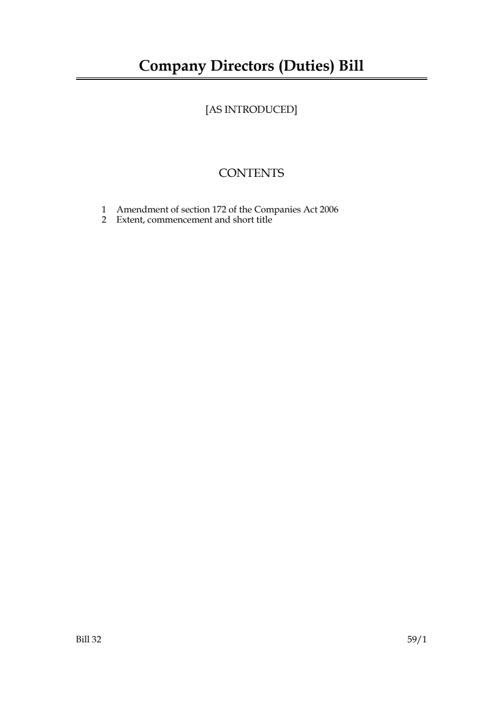 Company Directors (Duties) Bill