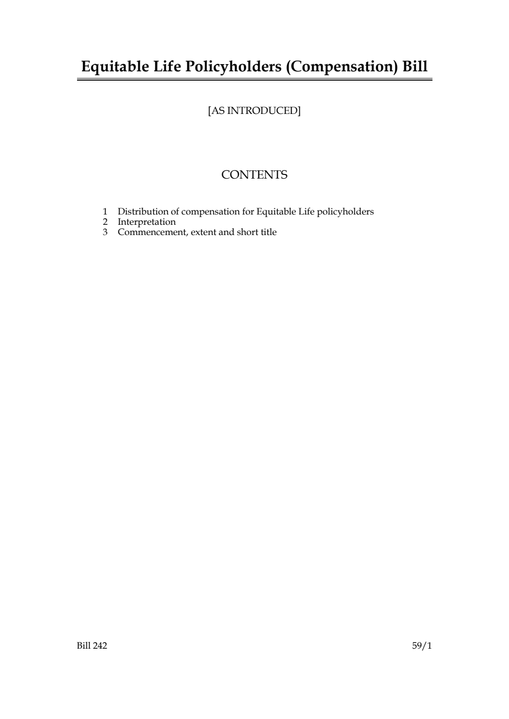 Equitable Life Policyholders (Compensation) Bill