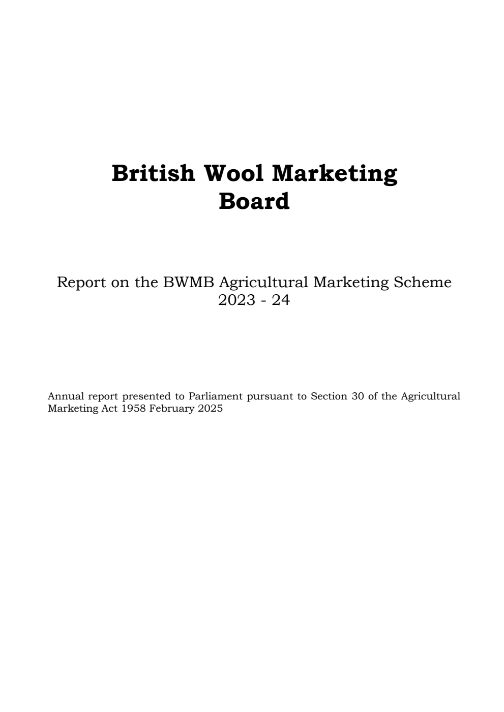 British Wool Marketing Board, Report on the BWMB Agricultural Marketing Scheme 2023-24
