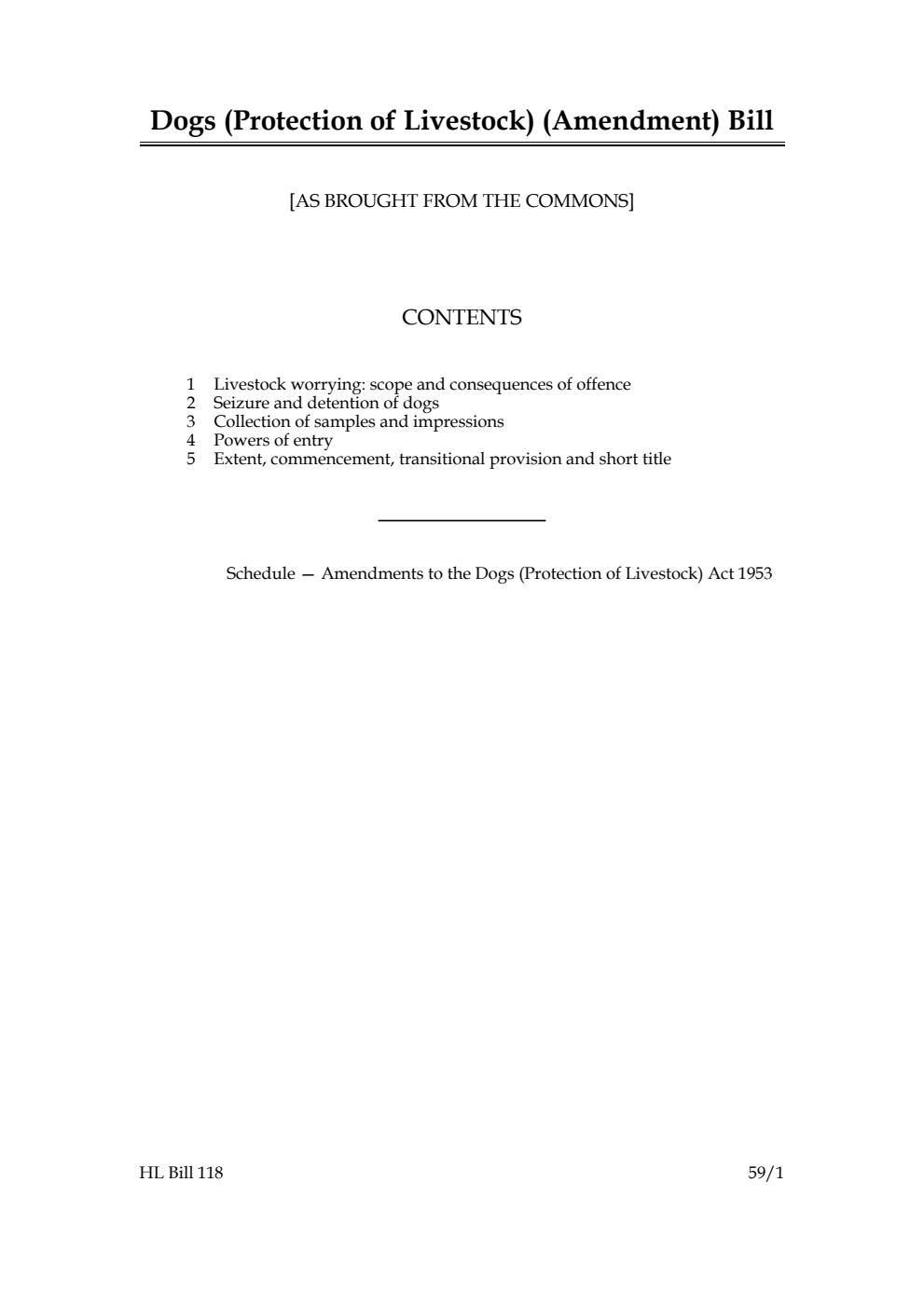 Dogs (Protection of Livestock) (Amendment) Bill [as brought from the Commons]