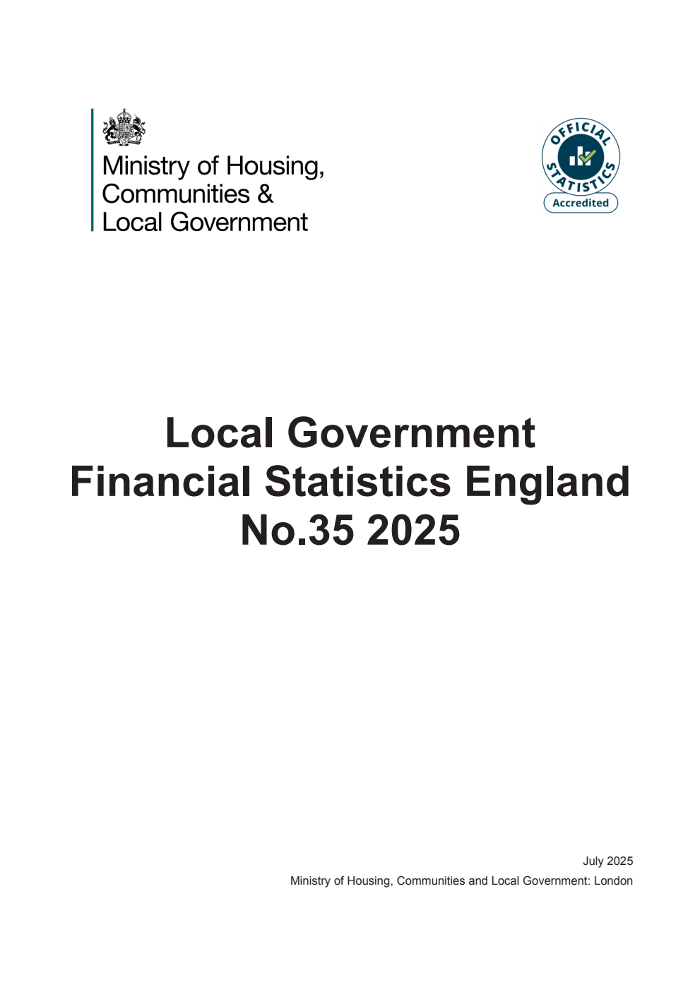 Local Government Financial Statistics England No. 35 2025