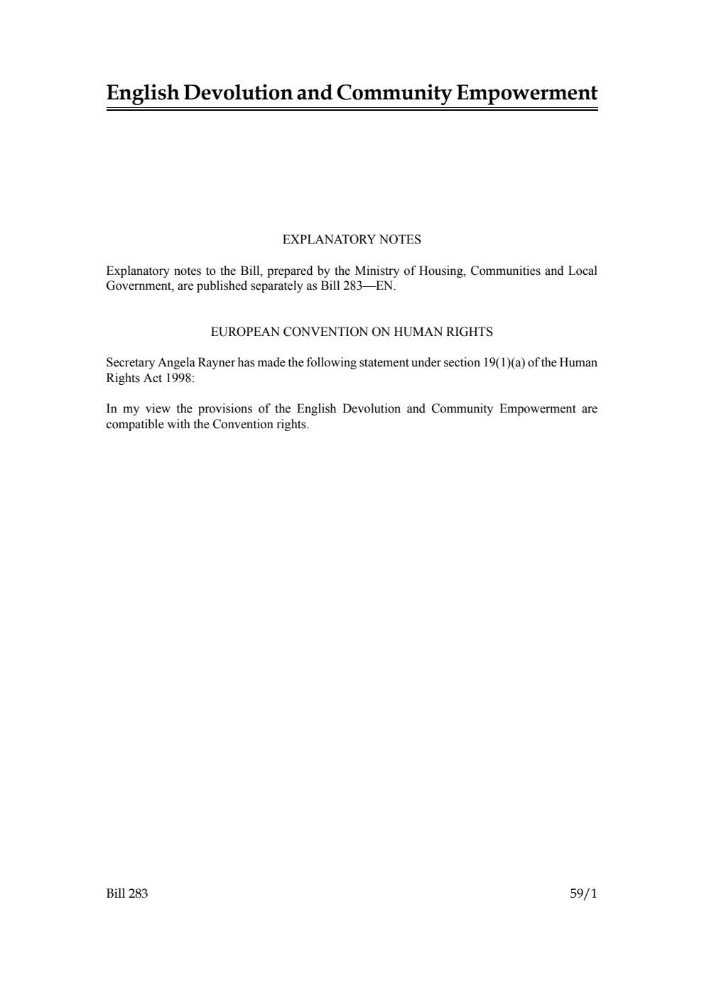 English Devolution and Community Empowerment Bill