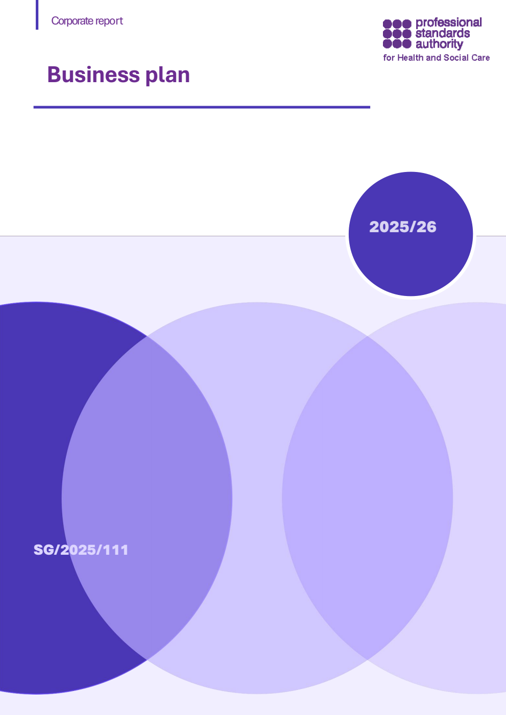 Professional Standards Authority for Health and Social Care Business Plan 2025/26