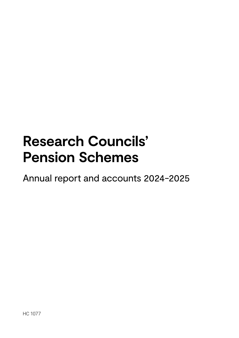 Research Councils' Pension Schemes Annual report and accounts 2024-2025