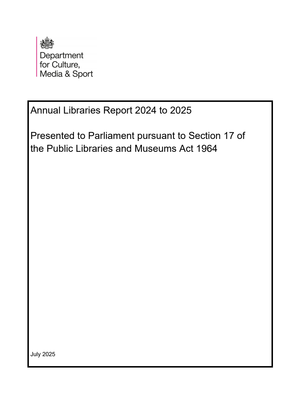 Annual Libraries Report 2024 to 2025