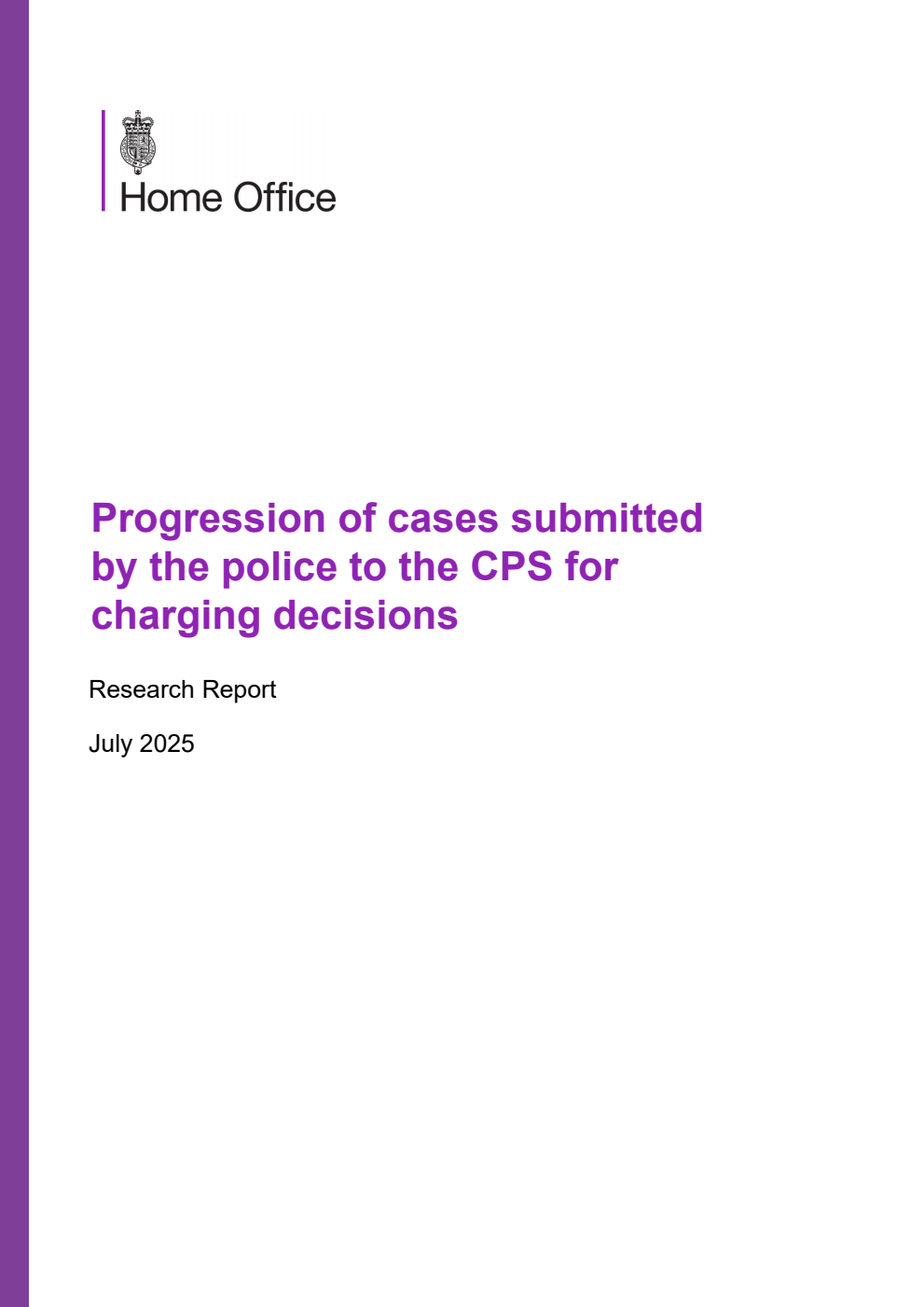 Home Office Research Report Progression of cases submitted by the police to the CPS for charging decisions